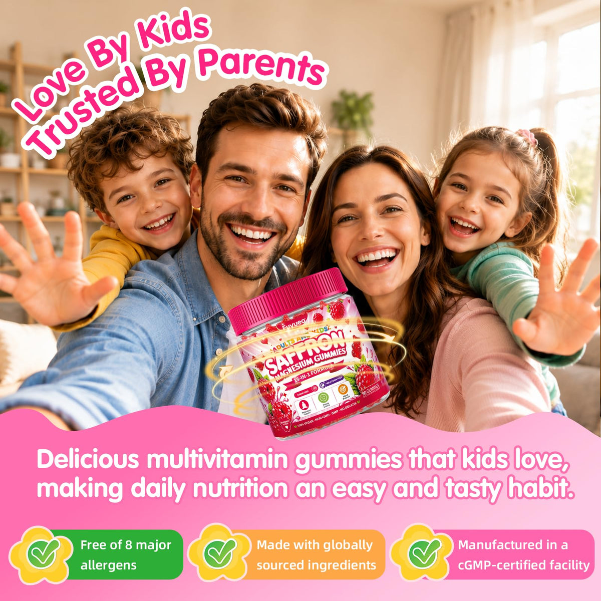 FUYUEO Saffron + Magnesium Glycinate Gummies bottle open