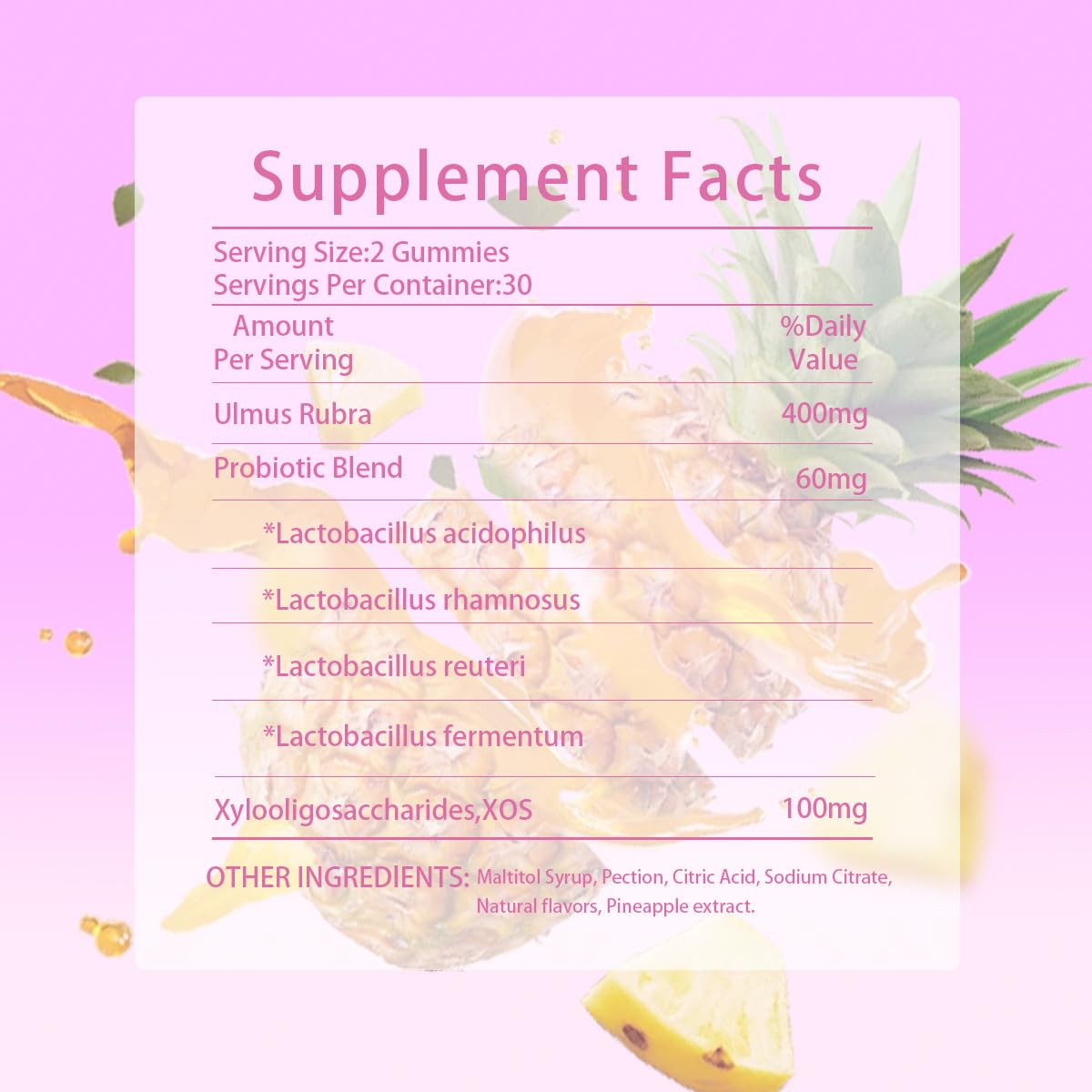 FW ZONE Gummies Probiotiques Féminins Saveur Ananas, gummies sur une cuillère