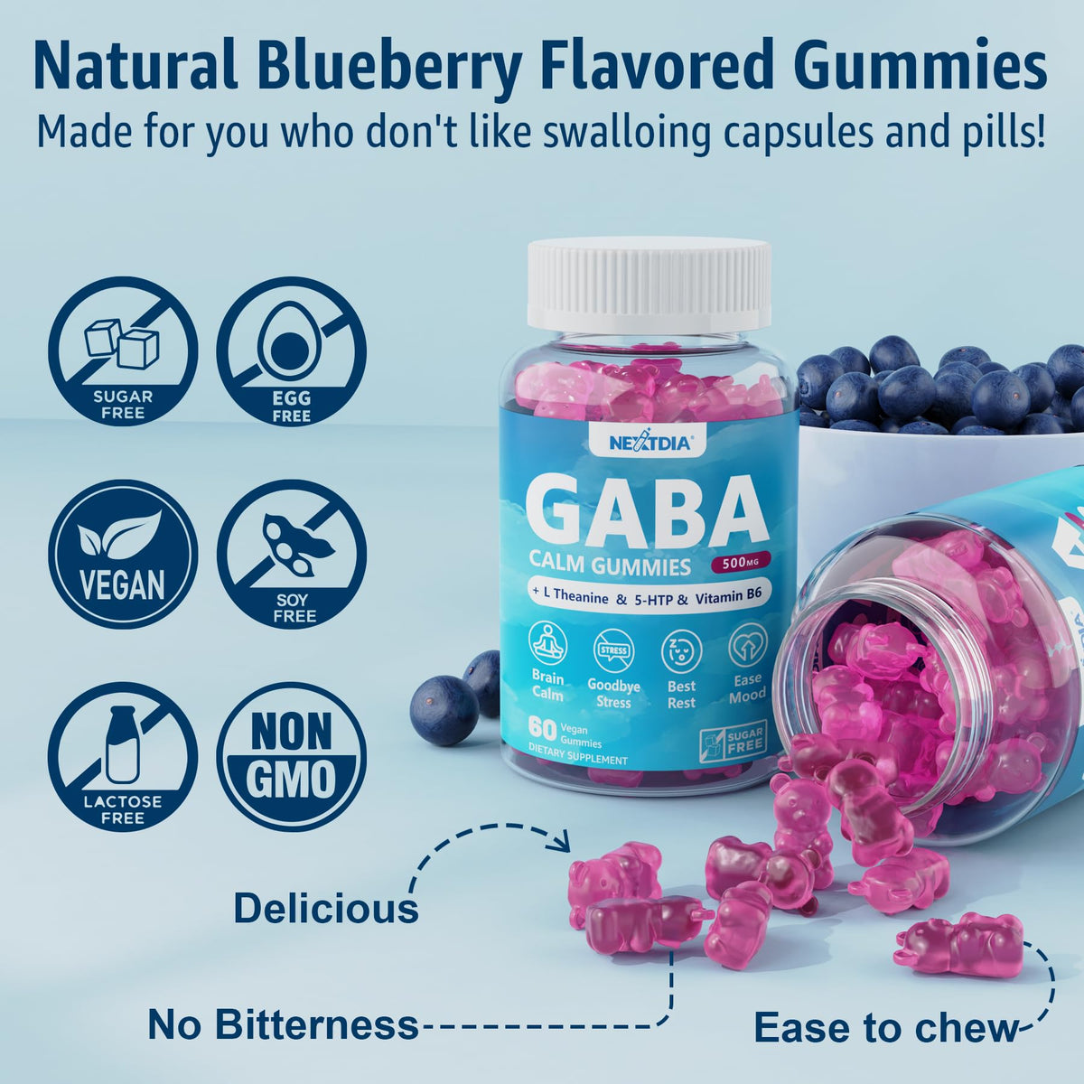 GABA Gummies Nextdia 500mg dans leur emballage
