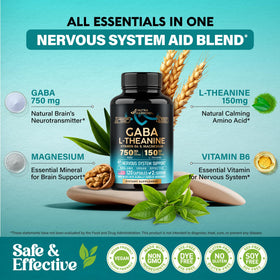 GABA L-Theanine 900 mg NUTRAHARMONY étiquette et ingrédients