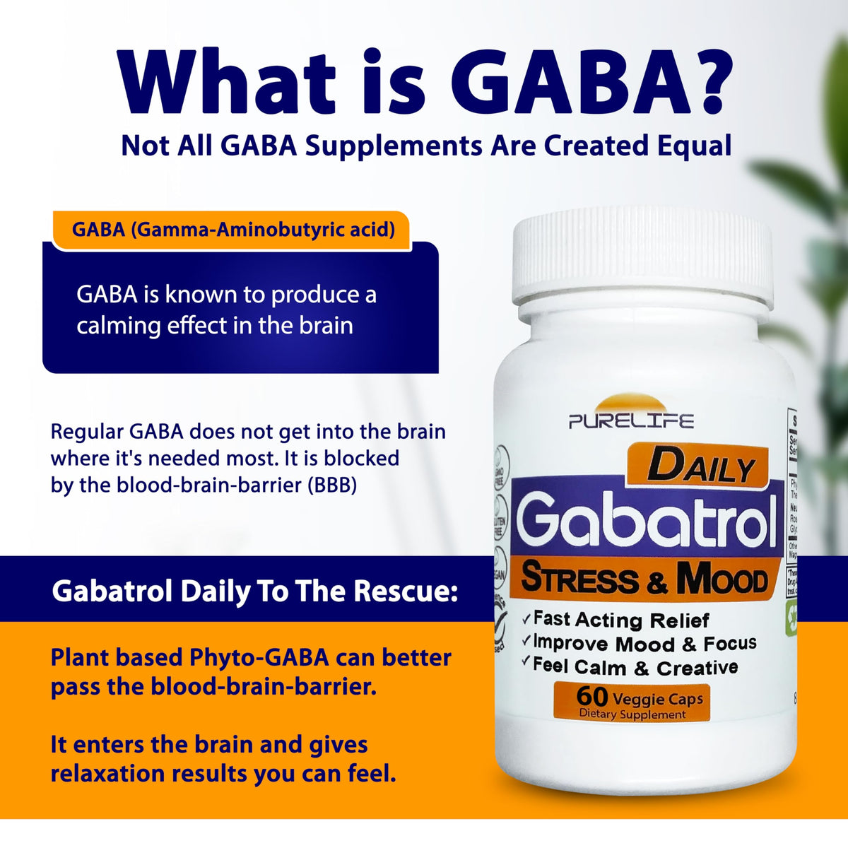 Gabatrol Daily PureLife gélules sur une surface blanche