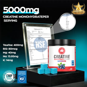 GABE SUNNYBEARS Gummies de Créatine Monohydrate 5000mg à côté d'une bouteille d'eau
