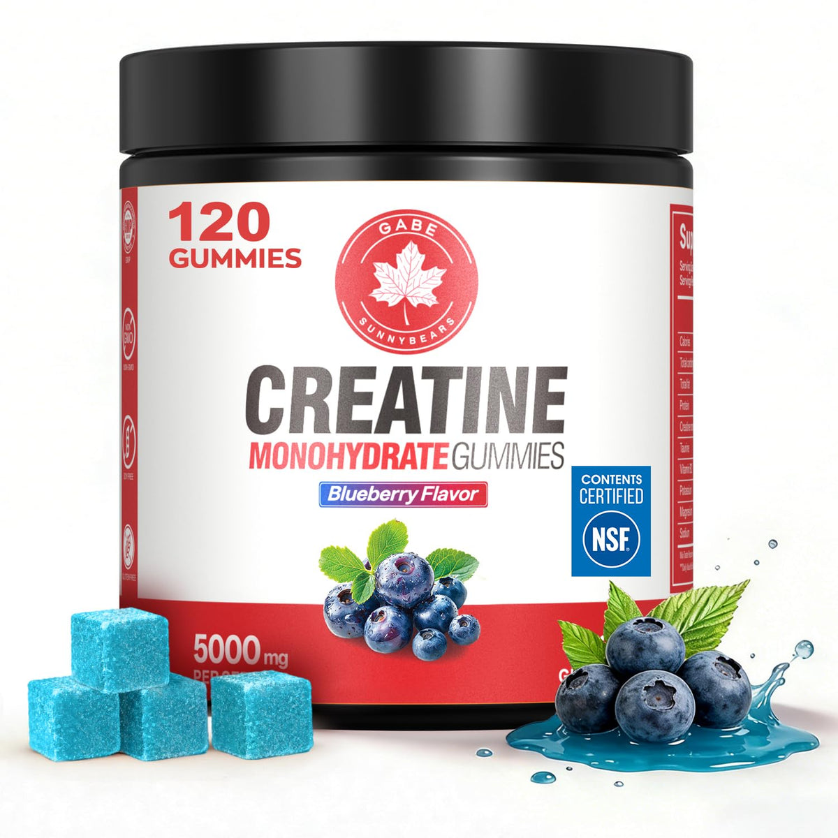 GABE SUNNYBEARS Gummies de Créatine Monohydrate 5000mg en pot vue de face