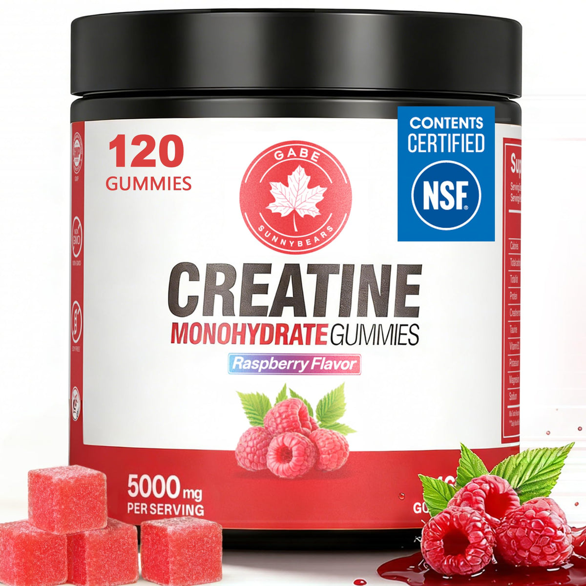 GABE SUNNYBEARS Gummies de Créatine Monohydrate flacon noir avec 120 pièces