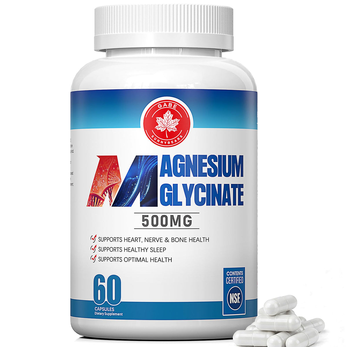 GABE SUNNYBEARS Magnésium Glycinate 500mg - Flacon de 60 capsules
