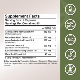 GADE NUTRITION Ashwagandha 6-en-1, capsules sur fond blanc