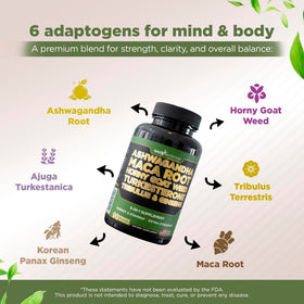 GADE NUTRITION Ashwagandha 6-en-1 capsules végétales sur une surface