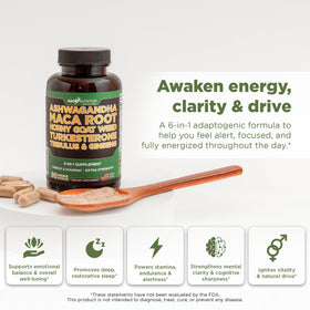 GADE NUTRITION Ashwagandha 6-en-1 vue arrière montrant les ingrédients