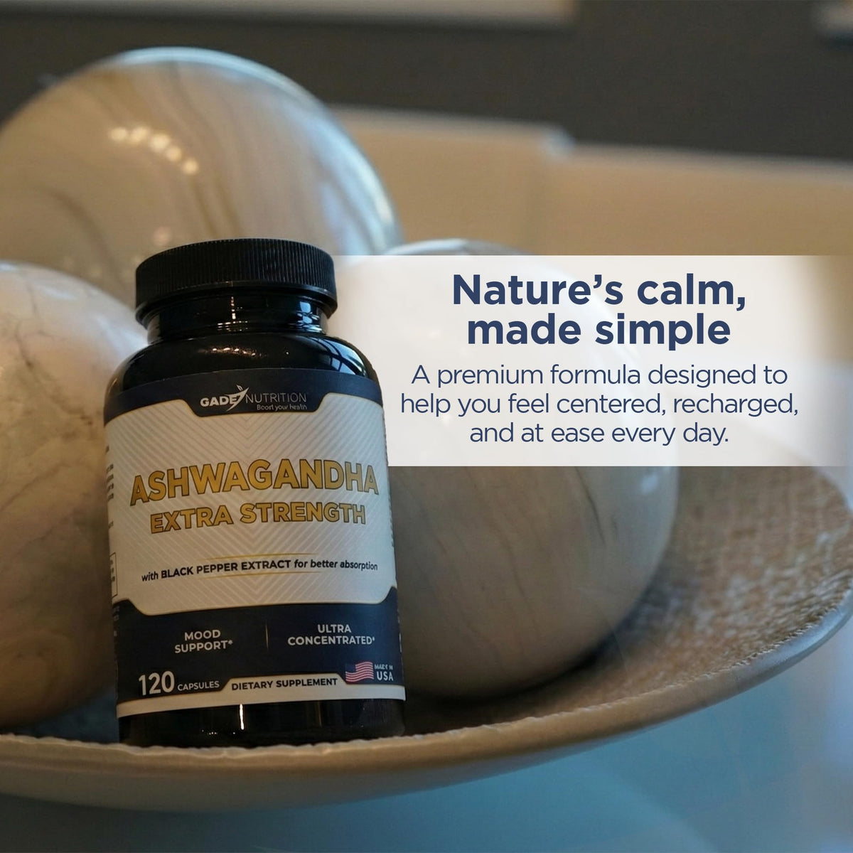 GADE NUTRITION Ashwagandha capsules avec pipette de pipérine