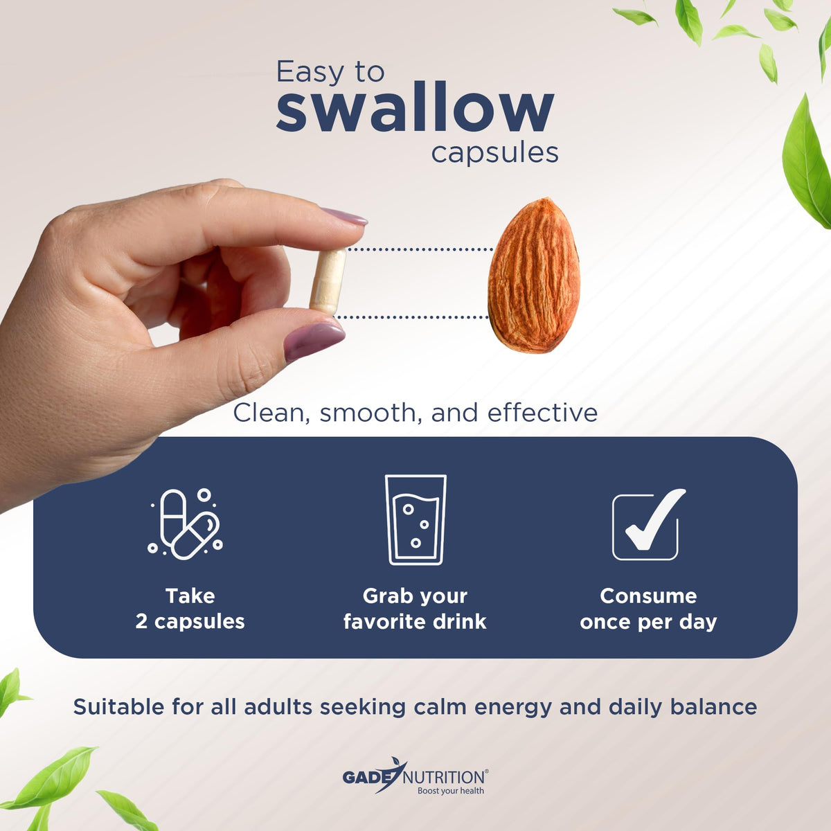 GADE NUTRITION Ashwagandha capsules en gros plan