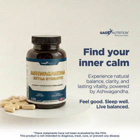 GADE NUTRITION Ashwagandha capsules sur une table en bois