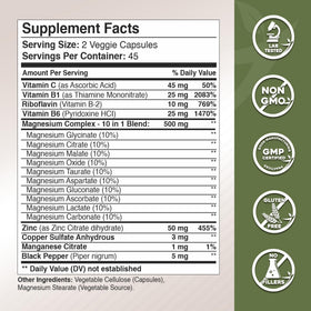 GADE NUTRITION Complexe de Magnésium 10 en 1, dosage de deux capsules
