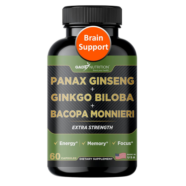 GADE NUTRITION Ginkgo Biloba Ginseng Bacopa Monnieri 68g avant