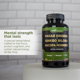 GADE NUTRITION Ginkgo Biloba Ginseng Bacopa Monnieri 68g ingrédients