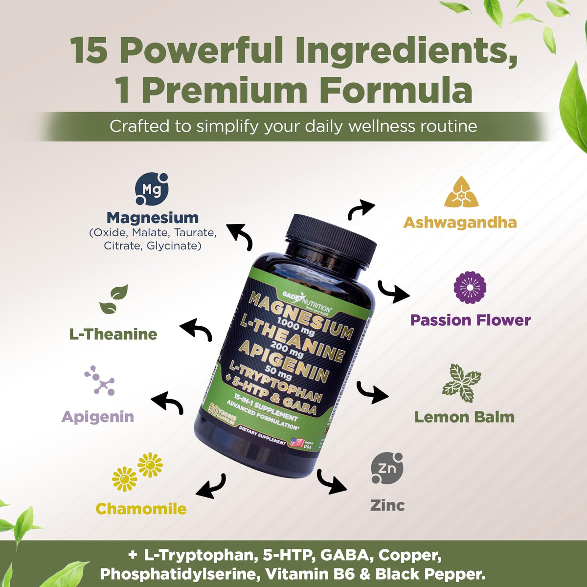 GADE NUTRITION Magnésium Glycinate 1000 mg 90 Capsules côté