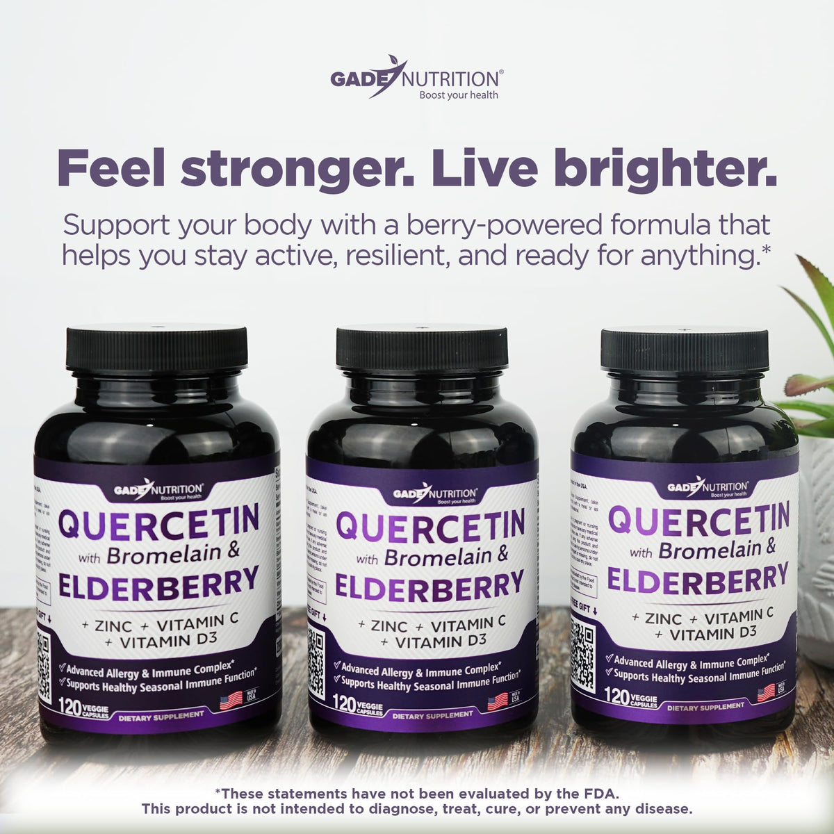 GADE NUTRITION Quercétine 500mg 120 capsules sur table
