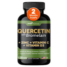 GADE NUTRITION Quercétine 500mg avec Bromélaïne 200mg - vue avant de la bouteille