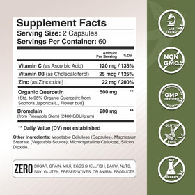 GADE NUTRITION Quercétine 500mg capsules avec des ingrédients