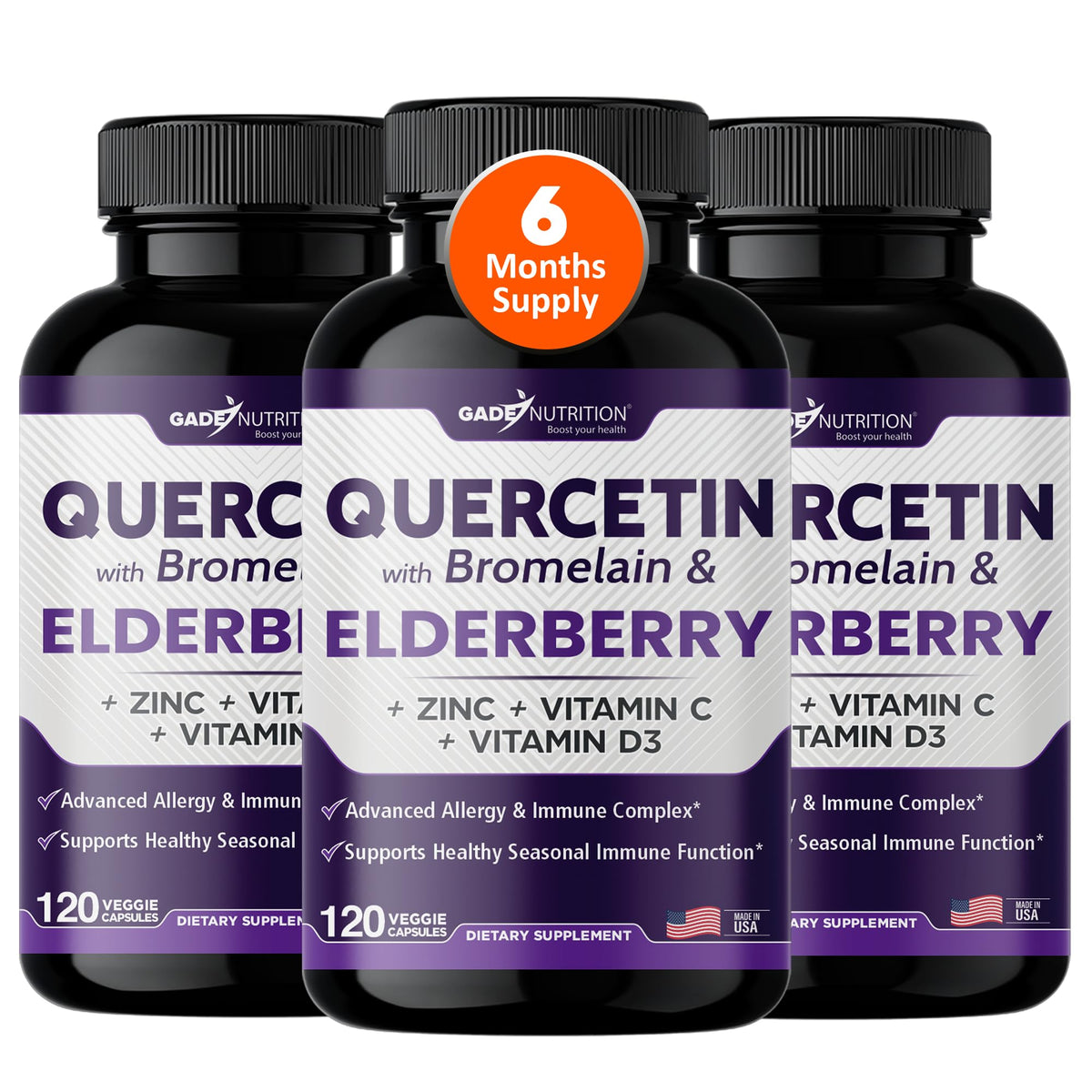 GADE NUTRITION Quercétine 500mg capsules vue de face