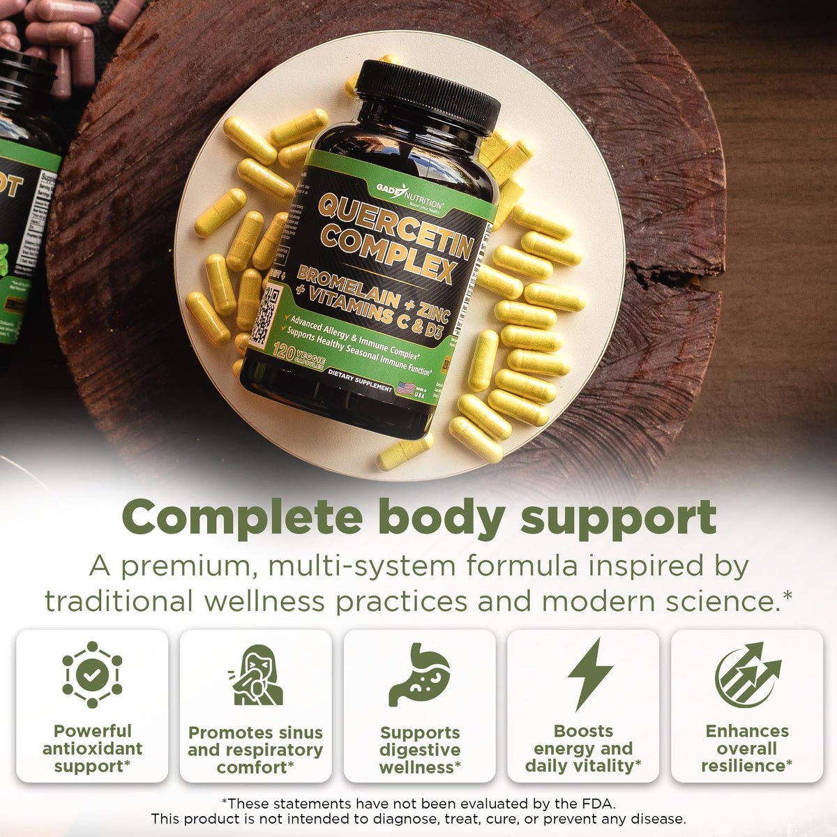 GADE NUTRITION Quercétine 500mg flacon avec étiquette