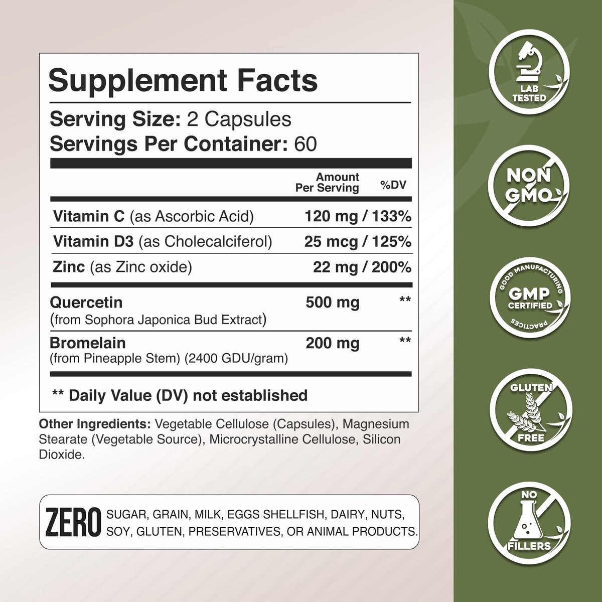 GADE NUTRITION Quercétine - vue arrière de la bouteille