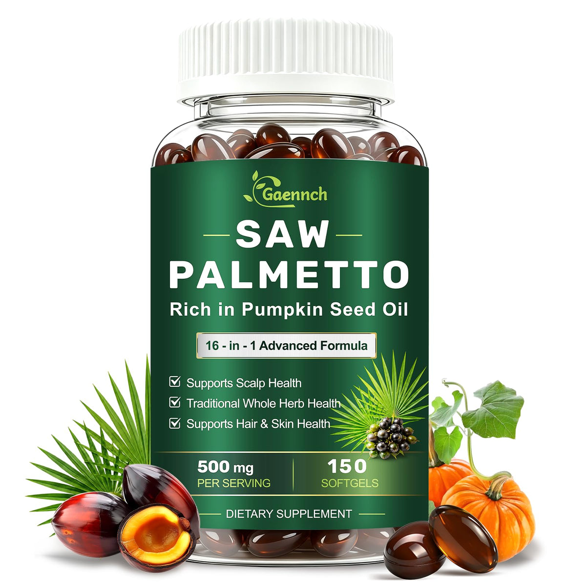 Gaennch Saw Palmetto 500mg bouteille avant vue