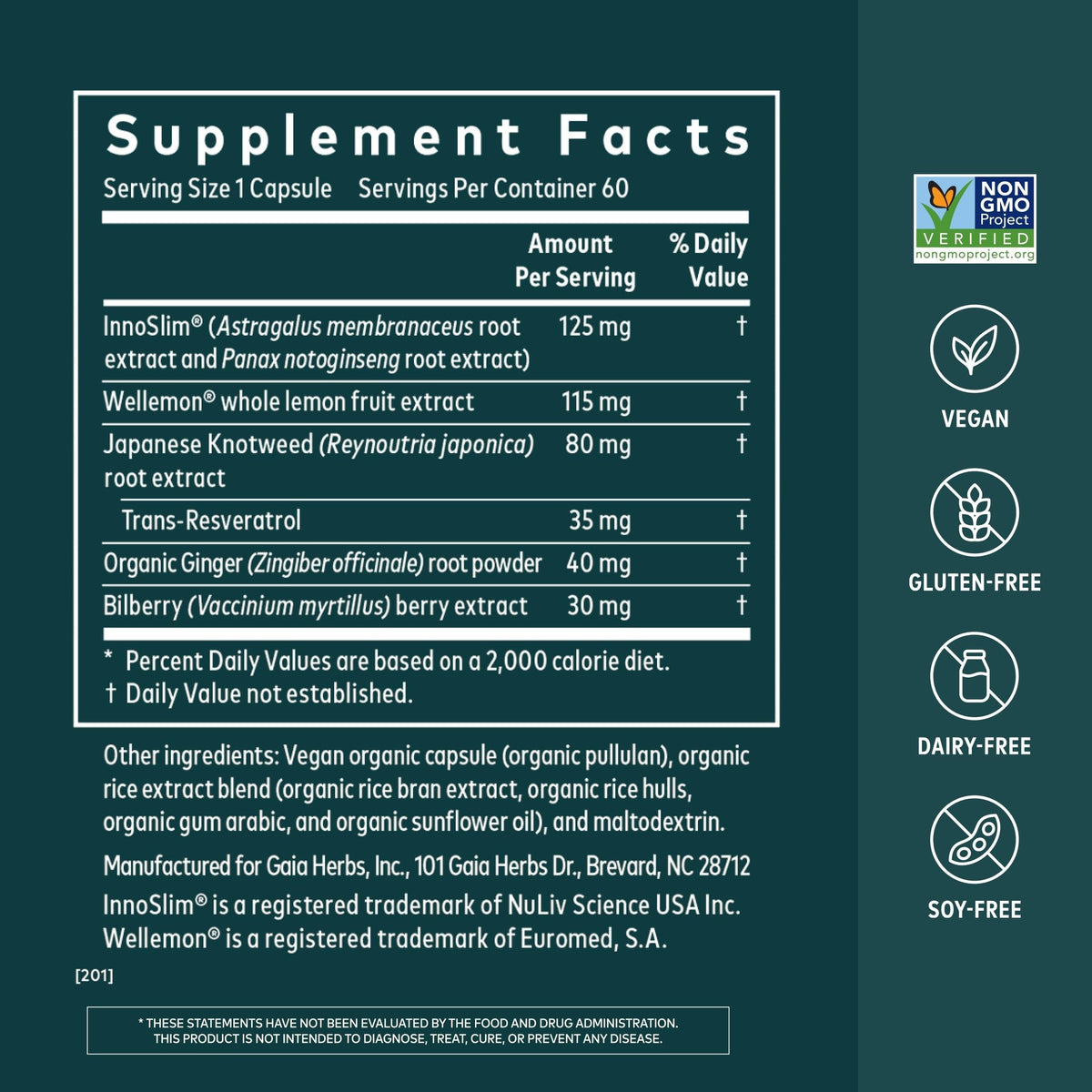 Gaia Herbs Activant Métabolique 60 Gélules Végétales emballage