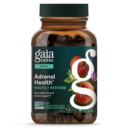 Gaia Herbs Adrenal Health Nightly Restore 120 capsules végétales vue de face