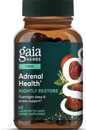 Gaia Herbs Adrenal Health Nightly Restore 60 gélules végétales vue de face