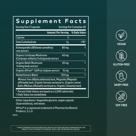 Gaia Herbs Adrenal Health Nightly Restore étiquette avec ingrédients