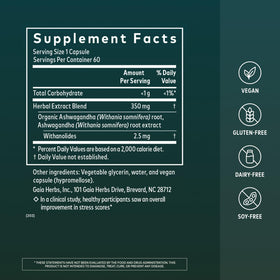 Gaia Herbs Ashwagandha 60 gélules végétales côté