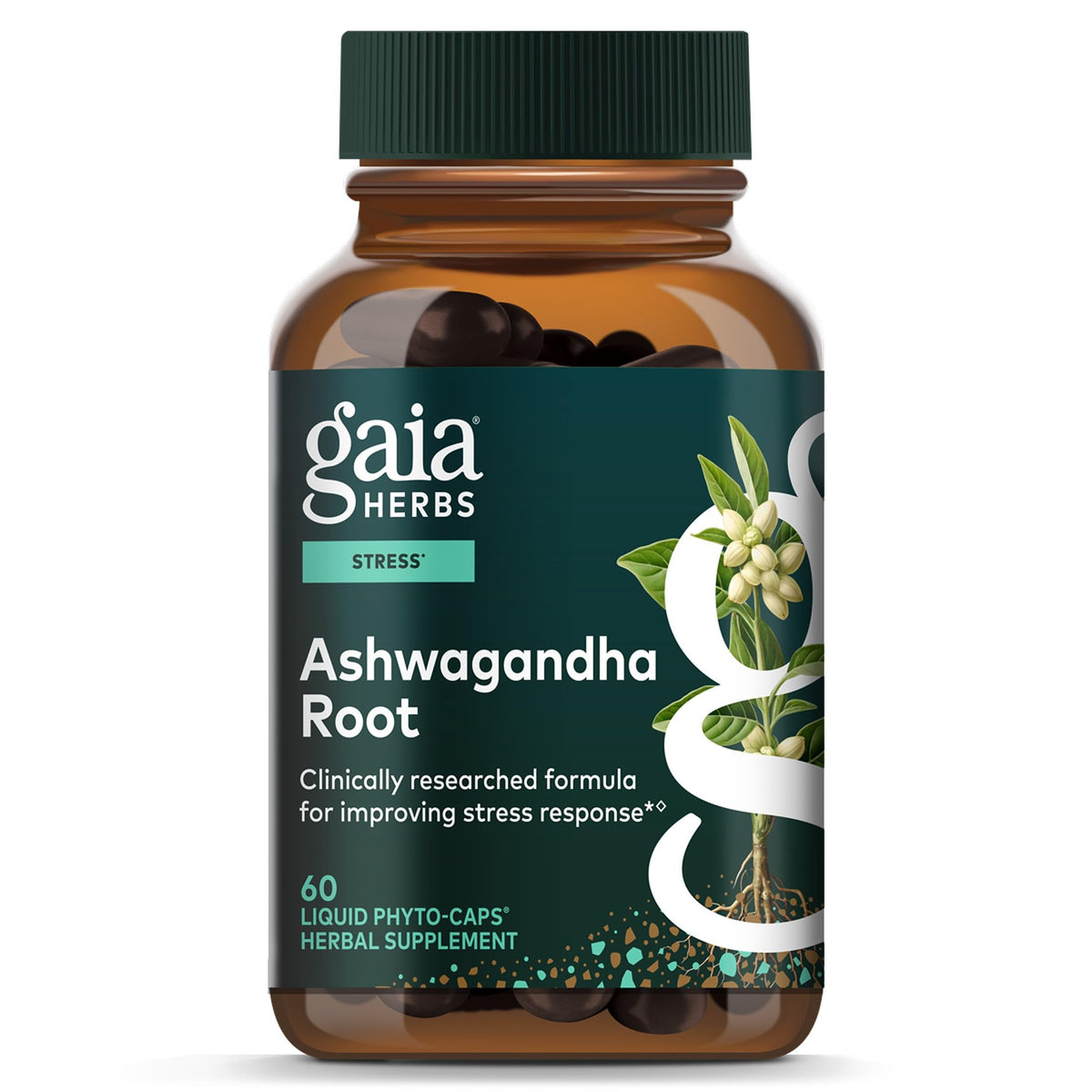Gaia Herbs Ashwagandha 60 gélules végétales vue de face