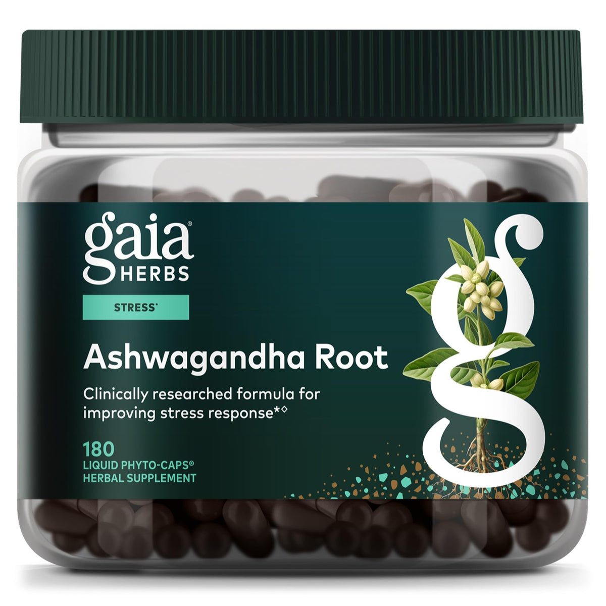 Gaia Herbs Ashwagandha Racine 180 gélules végétales vue avant