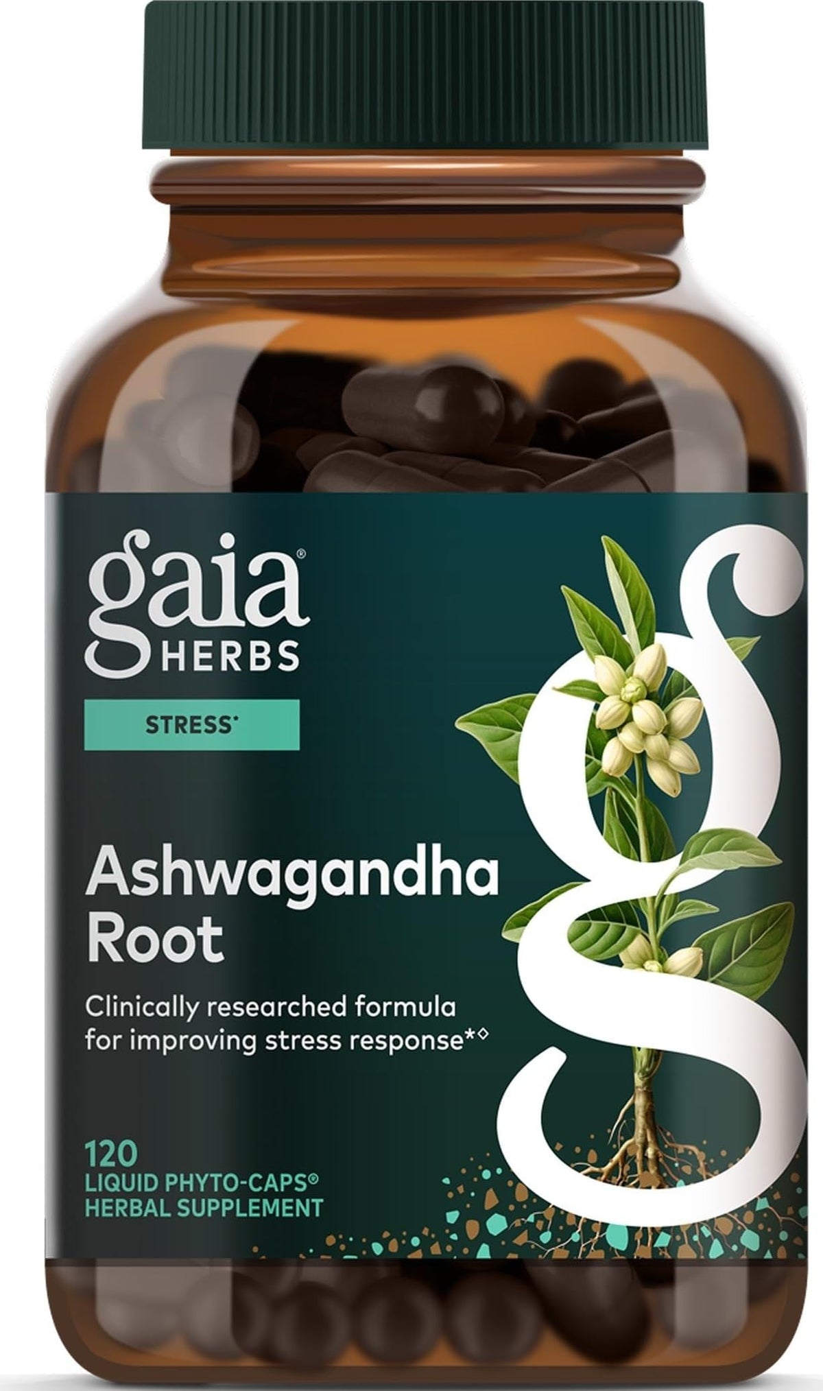 Gaia Herbs Ashwagandha Racine 350 mg 120 Capsules Végétales vue de face