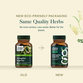 Gaia Herbs Astragalus 60 capsules sur une table en bois