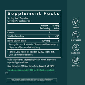 Gaia Herbs Astragalus capsules végétales avec étiquette