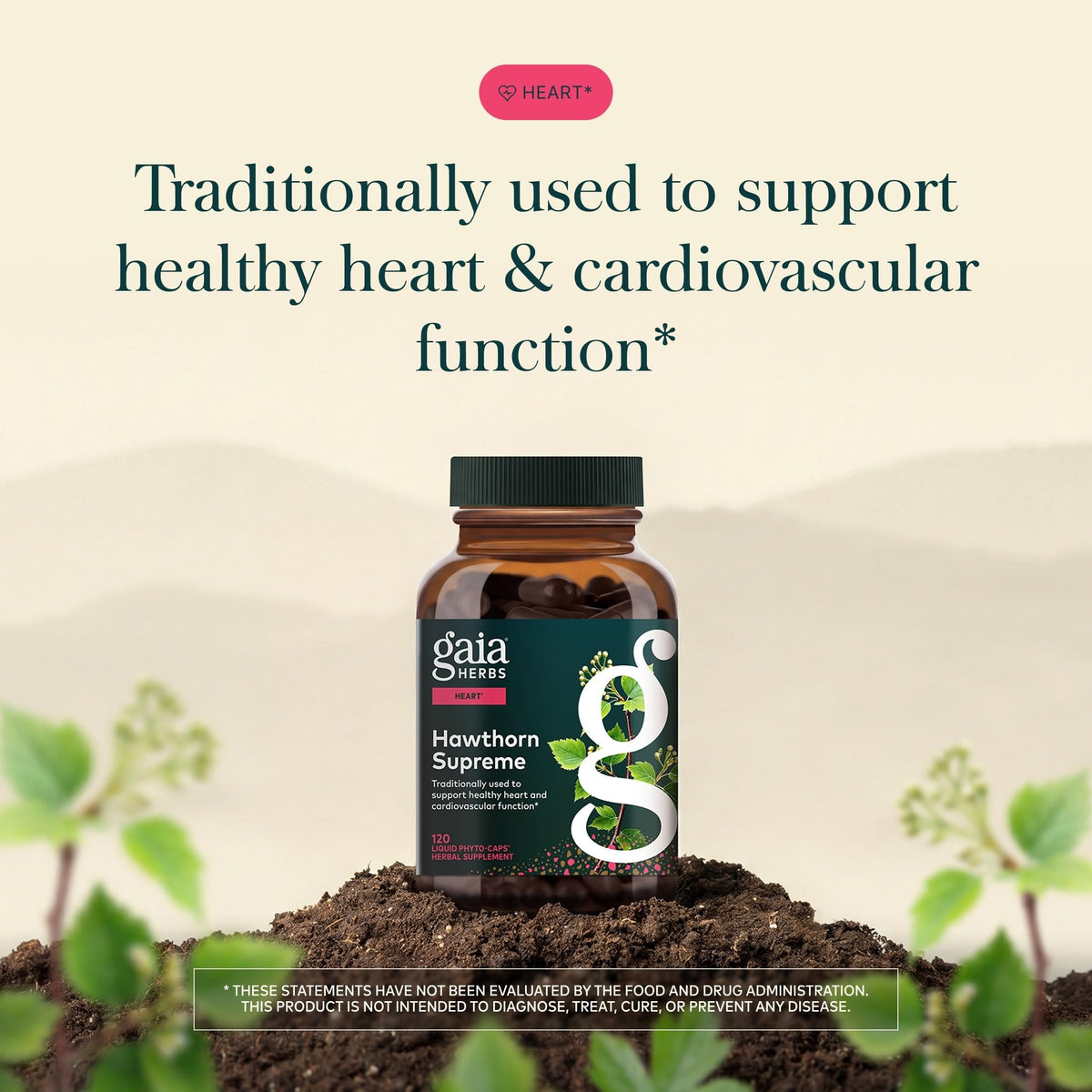 Gaia Herbs Aubépine Suprême - Flacon avec étiquette