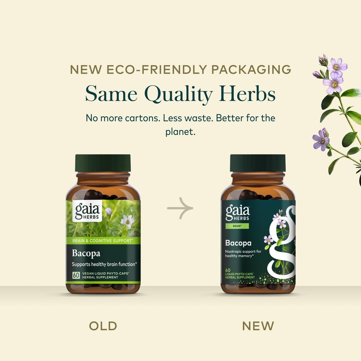 Gaia Herbs Bacopa 60 gélules végétales ouvertes