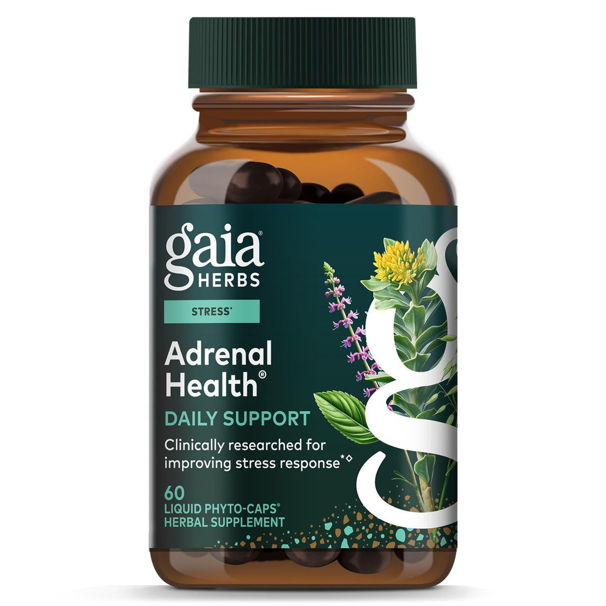 Gaia Herbs Complément Alimentaire Bien-Être Surrénal 60 Capsules Végétales vue de face