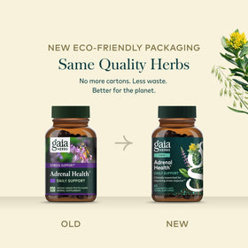 Gaia Herbs Complément Alimentaire Bien-Être Surrénal échantillon sur table en bois