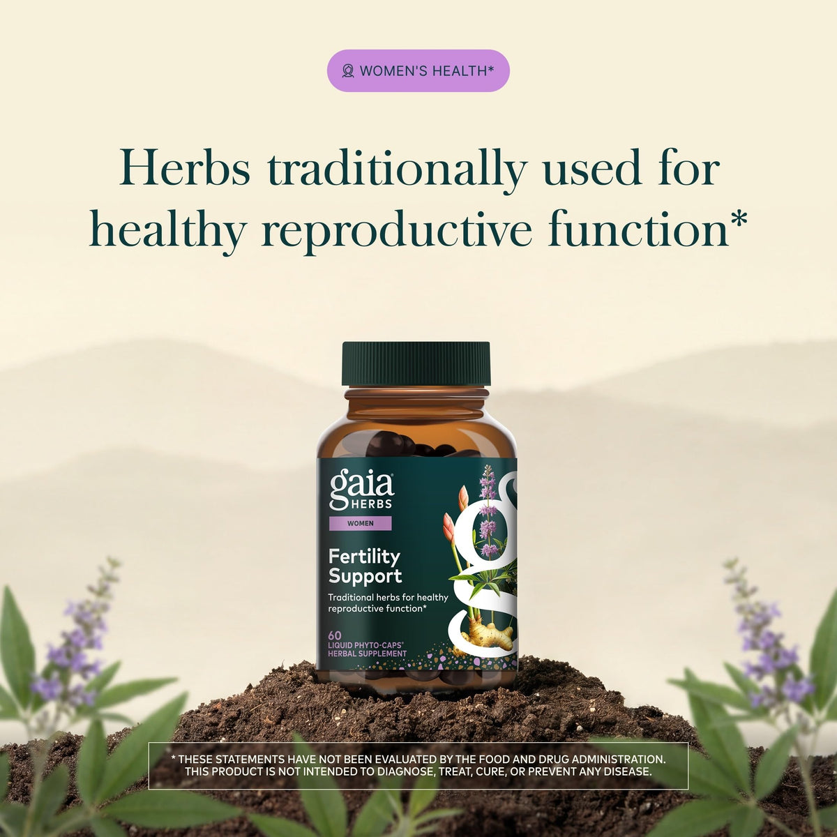 Gaia Herbs Complément Alimentaire Fertilité 60 Capsules Végétales vue de côté