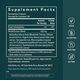 Gaia Herbs Complément Alimentaire Masculin 120 Capsules Végétales étiquette et informations