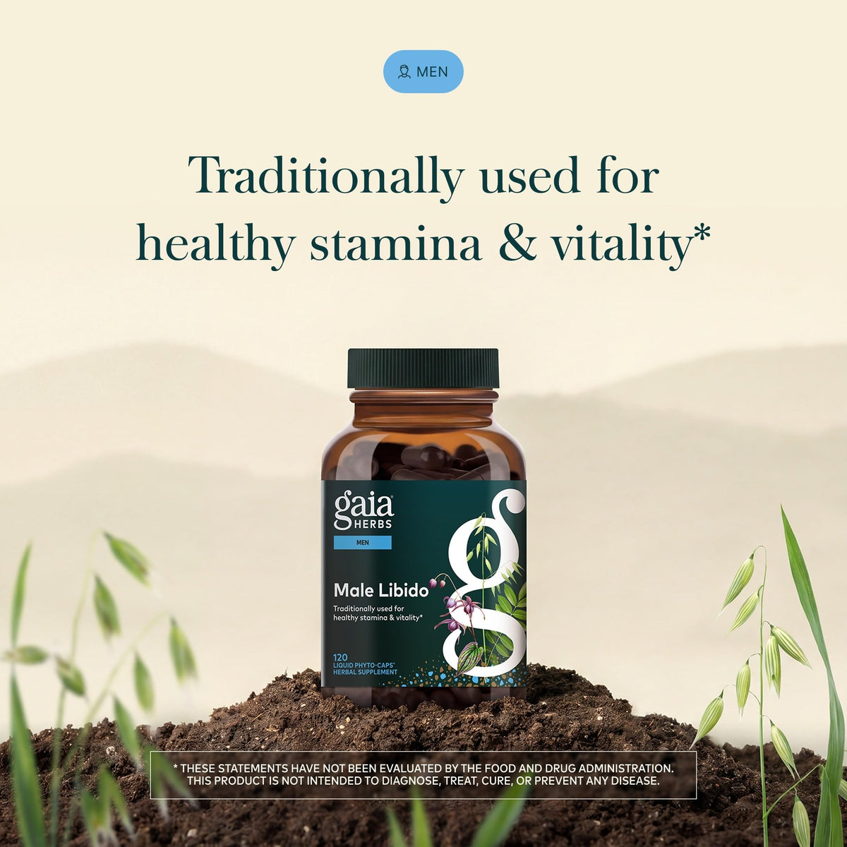 Gaia Herbs Complément Alimentaire Masculin 120 Capsules Végétales vue de côté