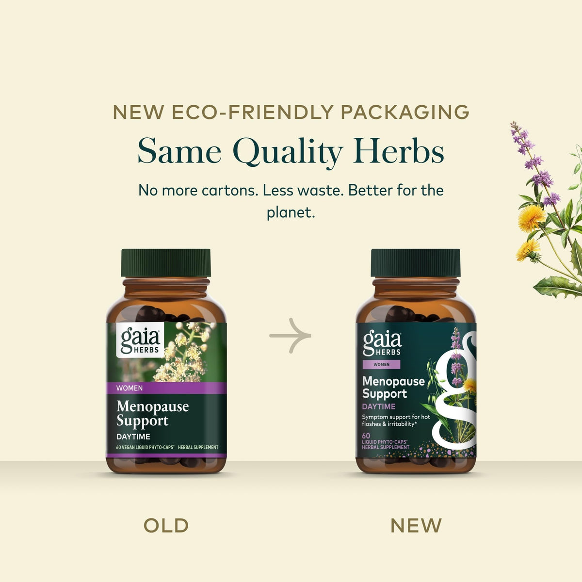 Gaia Herbs Complément Alimentaire Ménopause 60 Capsules Végétales avec étiquette