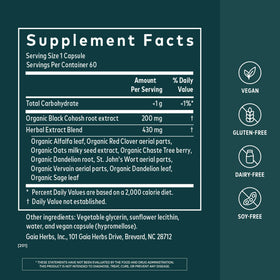 Gaia Herbs Complément Alimentaire Ménopause emballage et capsules