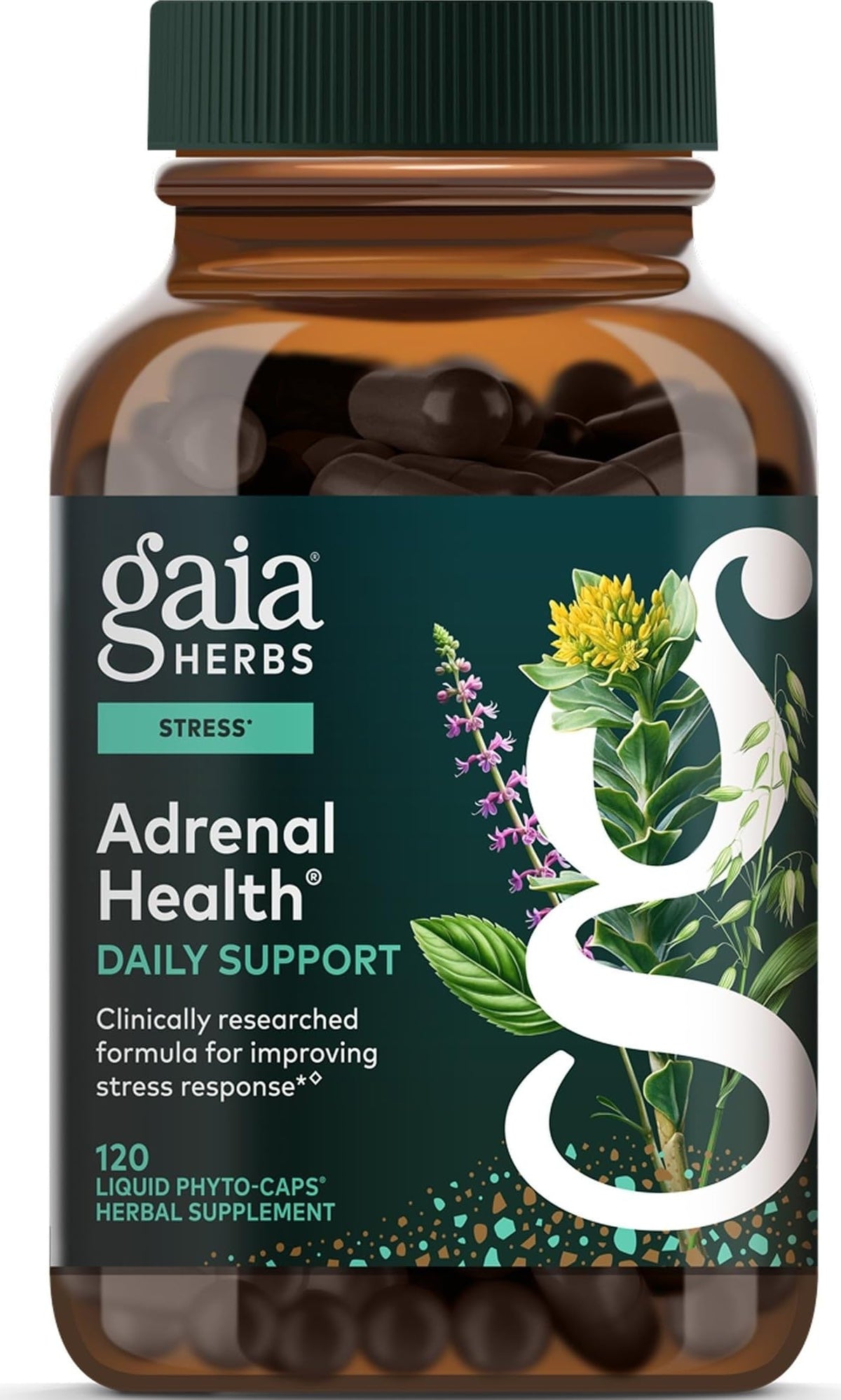 Gaia Herbs Complément Alimentaire Santé Surrénale 120 gélules végétales vue de face