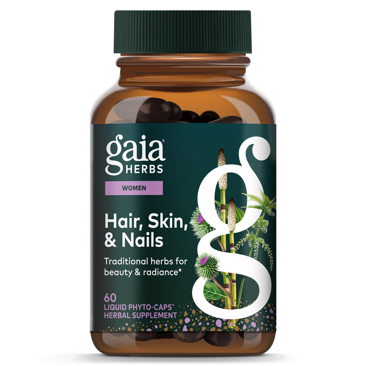 Gaia Herbs Compléments Beauté Cheveux, Peau & Ongles 60 gélules vue de face