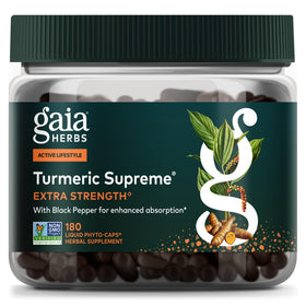Gaia Herbs Curcuma Suprême Extra Fort 180 capsules végétaliennes de face