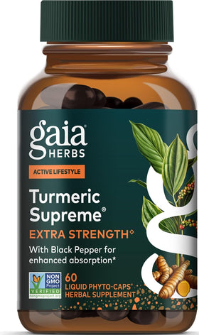Gaia Herbs Curcuma Suprême Extra Fort 60 capsules végétales, vue de face