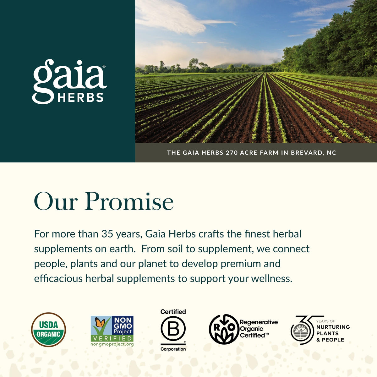 Gaia Herbs Cycle Sérénité, vue arrière de l'emballage
